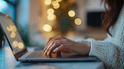 Business woman's hands using a notebook to work