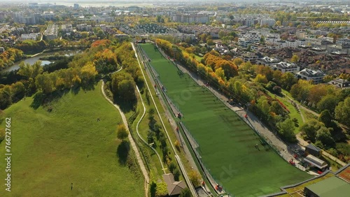 Beautiful Hill Szczesliwice Park Ochota Warsaw Aerial View Poland