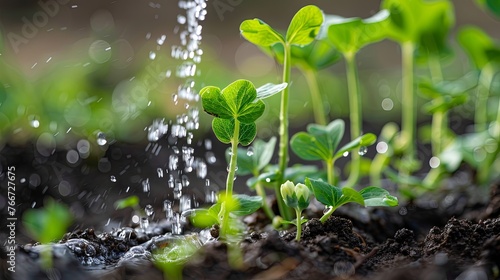 Pea plant agriculture vegetable garden soil. Background concept