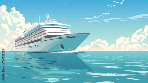 A basic illustration of a cruise ship sailing on calm ocean waters AI generated illustration © Olive Studio