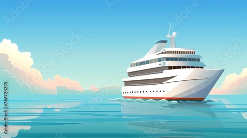 A basic illustration of a cruise ship sailing on calm ocean waters AI generated illustration © Olive Studio