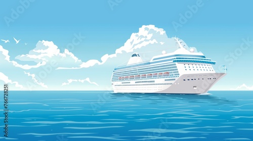 A basic illustration of a cruise ship sailing on calm ocean waters  AI generated illustration © Olive Studio