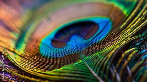 Close-up of a peacock feather AI generated illustration © Olive Studio