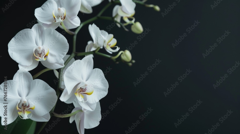 Obraz premium Elegant White Orchids Cinematic shots of elegant white orchids showcasing the timeless beauty and graceful allure of these sophAI generated illustration