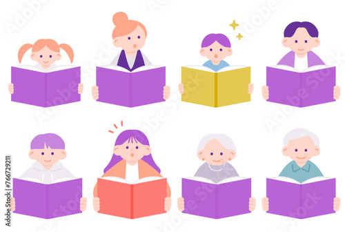 本を読む人々のイラスト素材