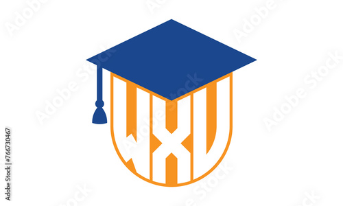 WXV initial letter academic logo design vector template. school college logo, university logo, graduation cap logo, institute logo, educational logo, library logo, teaching logo, book shop, varsity