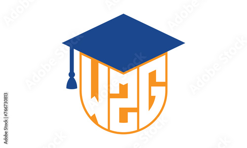 WZG initial letter academic logo design vector template. school college logo, university logo, graduation cap logo, institute logo, educational logo, library logo, teaching logo, book shop, varsity