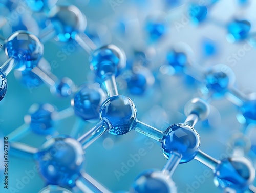 Captivating Abstract Molecular Structure in Shimmering Blue Gradient
