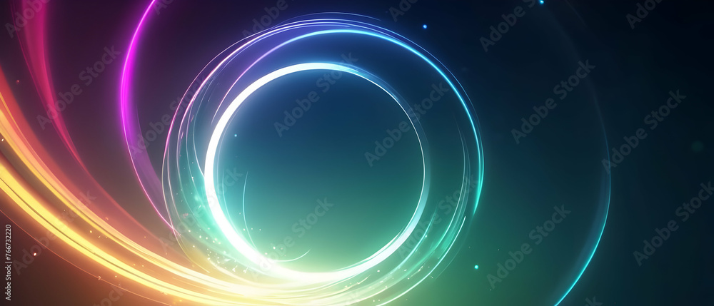 Abstract circle light effect background. Circle effect glowing neon lights 