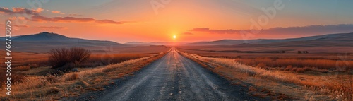 Road trip sunrise, new days journey, anticipation excitement © akarawit