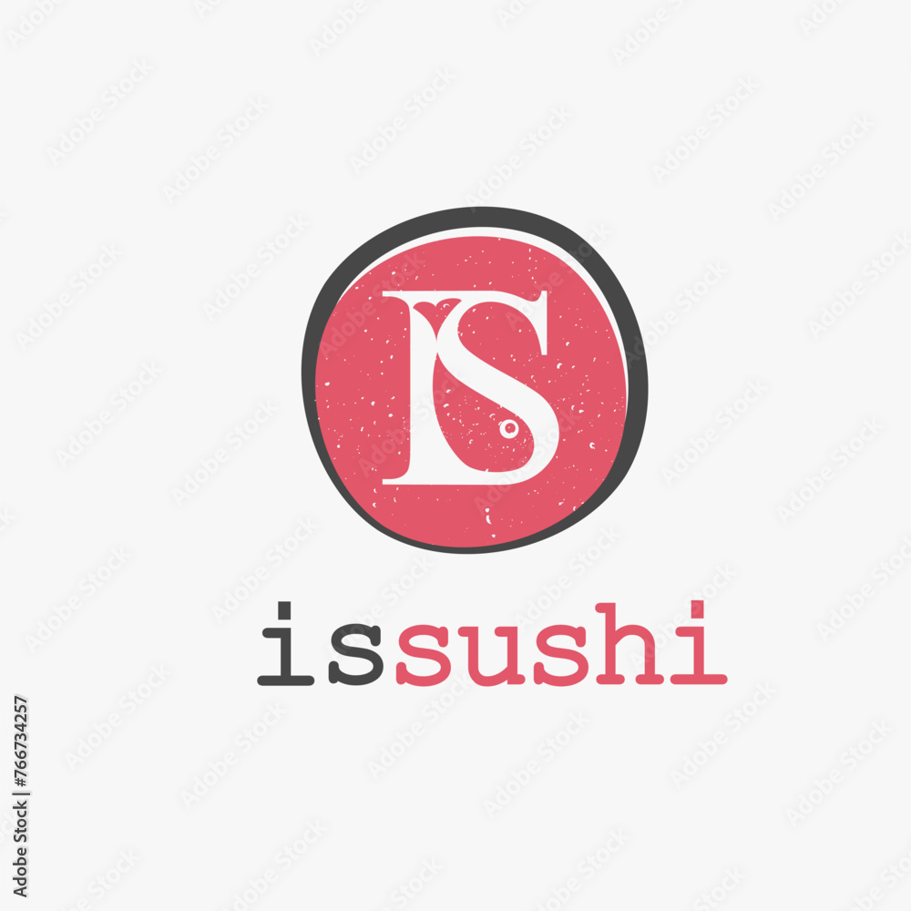 Abstract fish Letter IS Sushi logo icon vector template on white background Abstract fish Letter IS Sushi logo icon vector template on white background