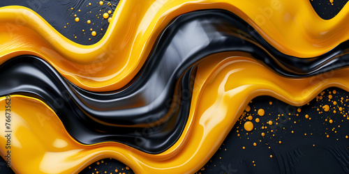 yellow and black liquid background, generative ai