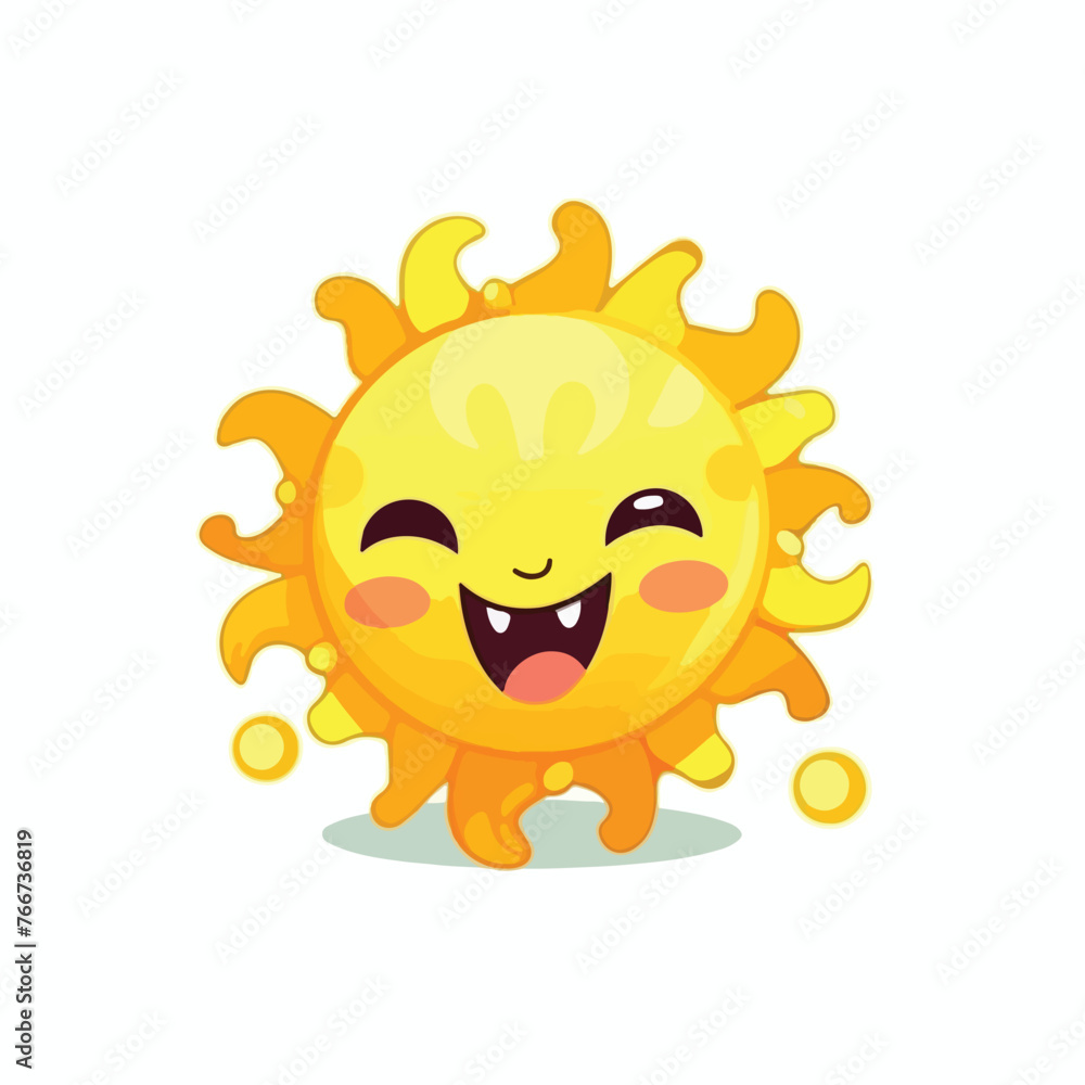 Flat vector illustration of cute smiling happy sun