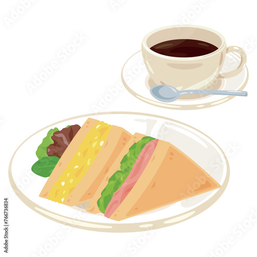 サンドイッチとコーヒーセット