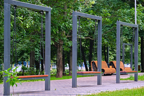 Swing in the city park. general plan