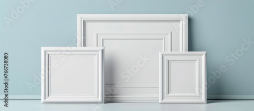 Collection of white portrait picture frame mockup templates