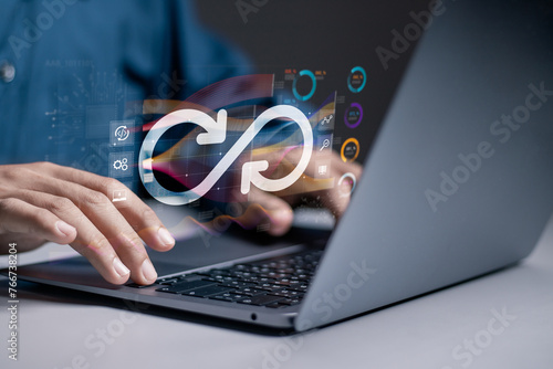 Quadro su tela DevOps software development concept