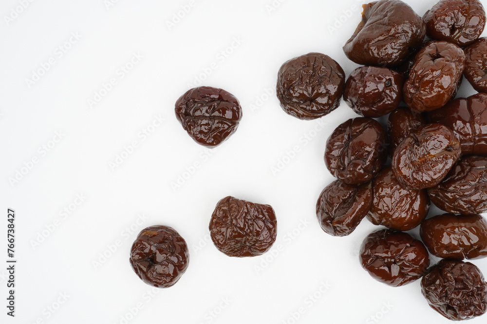Border of dried plums isolated background Border of dried plums isolated background
