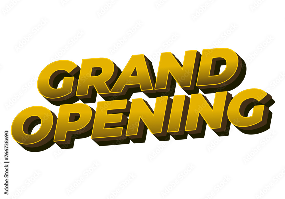 Grand opening. Text effect in yellow gold color with 3 dimension effect Grand opening. Text effect in yellow gold color with 3 dimension effect