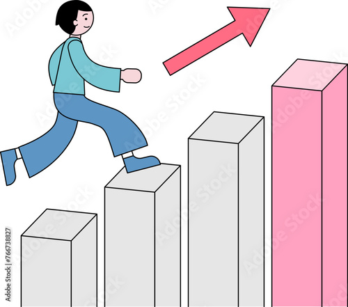 ステップアップする男性のイラスト