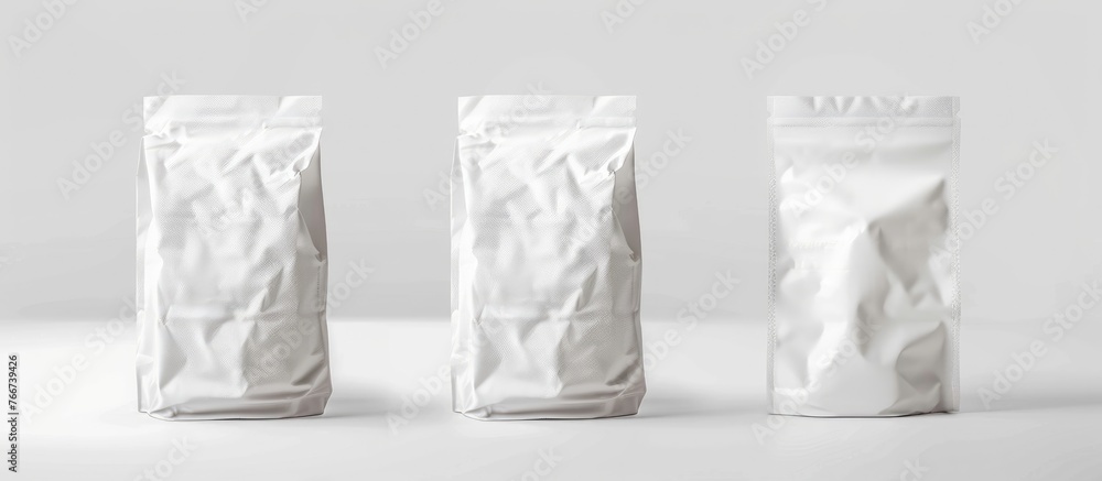 White paper bag isolated on a white background with clipping path, packaging template mockup collection. White paper bag isolated on a white background with clipping path, packaging template mockup collection.