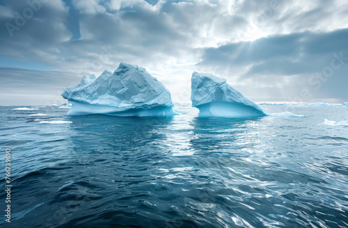 Dramatic Color Iceberg in Water Illustration. Generative AI.  © Carl & Heidi