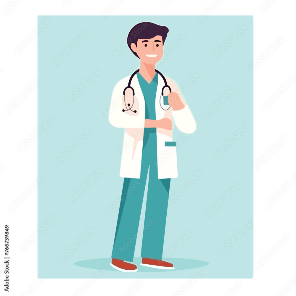 Male nurse with stethoscope. Medical student man ch