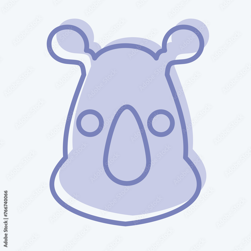 Obraz premium Icon Rhino. related to Animal Head symbol. two tone style. simple design editable. simple illustration. cute. education
