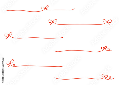 手書きのりぼんの装飾ラインセット、飾り罫、テキスト装飾素材	