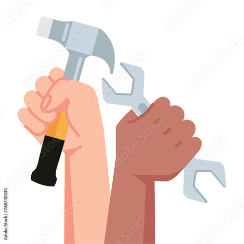 labour day raised hands