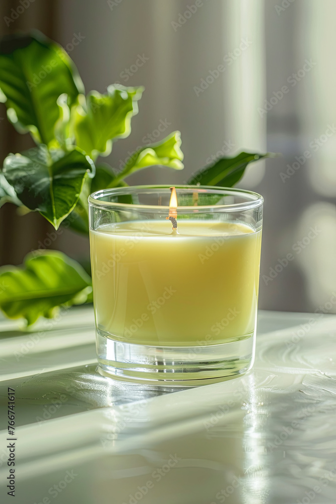 Isolated burning scented candle