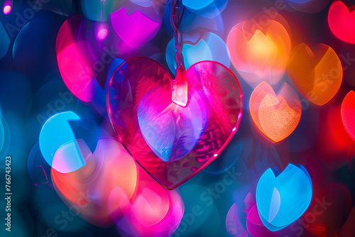 Colorful heart shaped light background