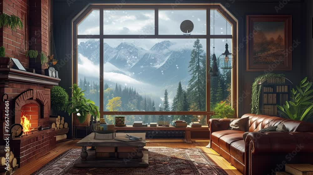Tranquil Overcast Retreat: Embrace the soothing ambiance of an overcast day from your living room sofa by the window, wheSeamless looping 4k time-lapse virtual video animation background. Generated AI Tranquil Overcast Retreat: Embrace the soothing ambiance of an overcast day from your living room sofa by the window, wheSeamless looping 4k time-lapse virtual video animation background. Generated AI