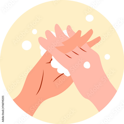 Wash hands procedure infographic: scratch fingers thoroughly