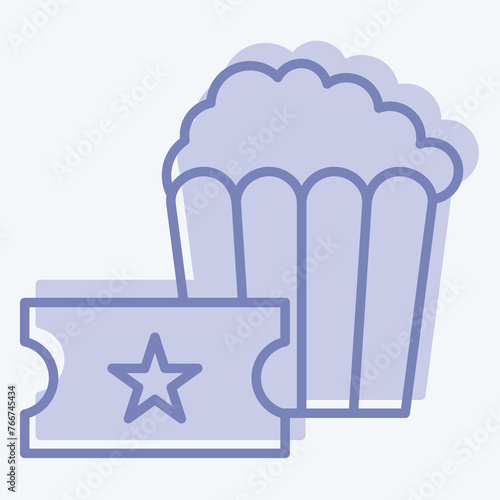 Icon Popcorn. related to Amusement Park symbol. two tone style. simple design editable. simple illustration