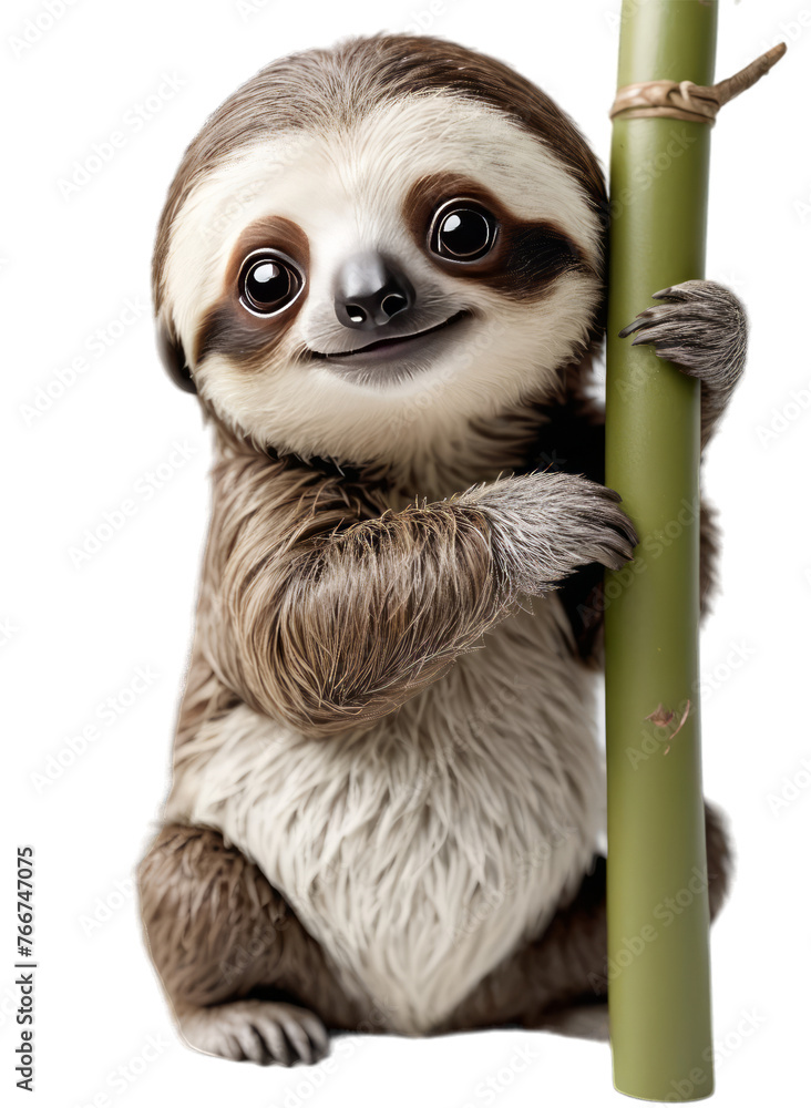 Fototapeta premium sloth cute pose in transparent background