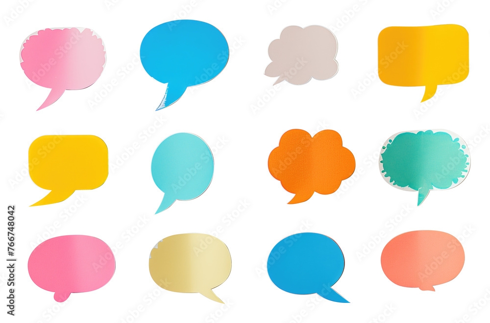 Illustrated Speech Bubbles on Transparent Background Paper Style Illustrated Speech Bubbles on Transparent Background Paper Style