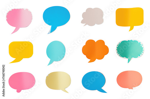 Illustrated Speech Bubbles on Transparent Background Paper Style