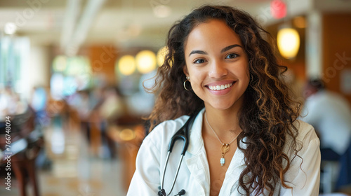A vibrant young woman studying medicine