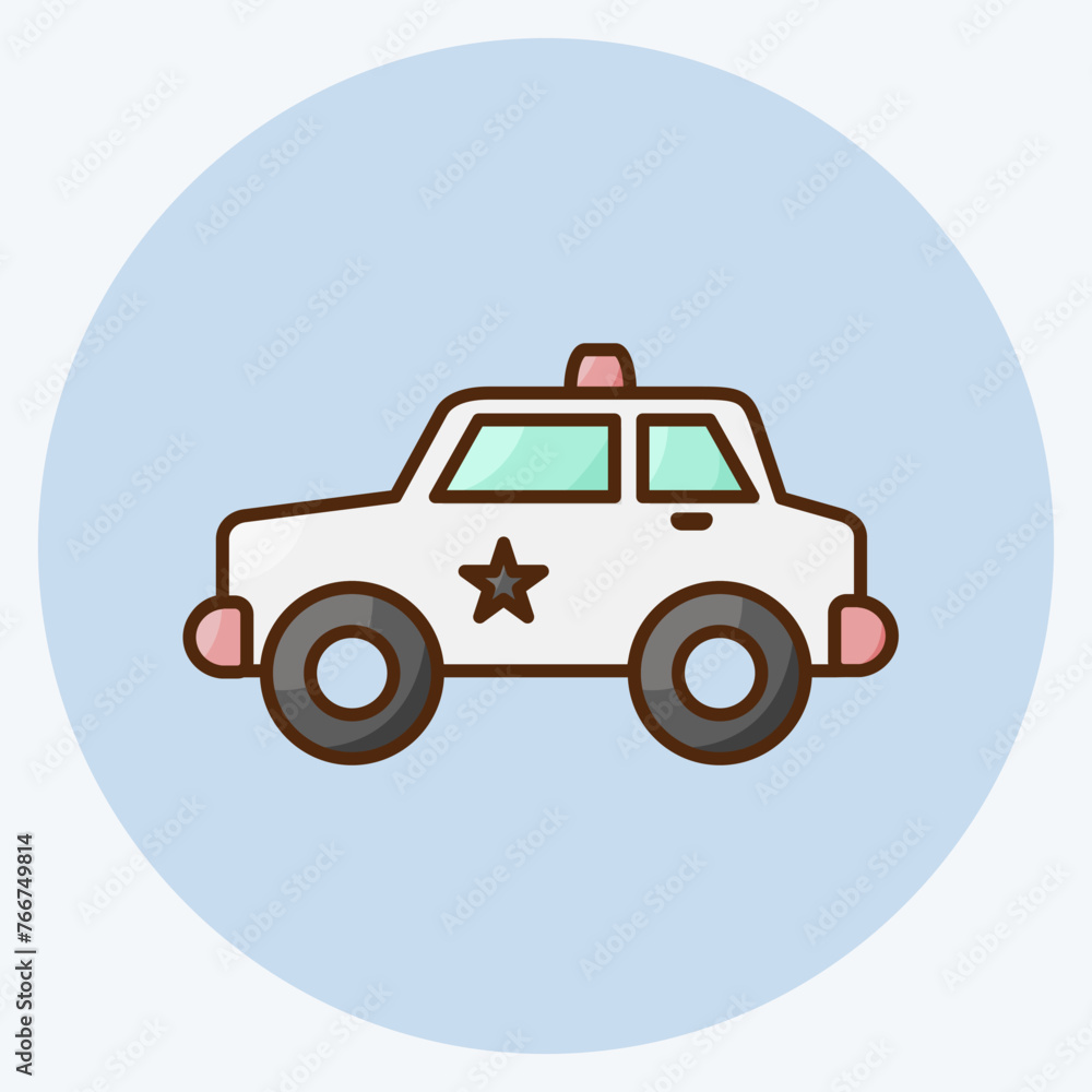 Icon Police Car. suitable for education symbol. flat style. simple design editable. design template vector. simple illustration Icon Police Car. suitable for education symbol. flat style. simple design editable. design template vector. simple illustration
