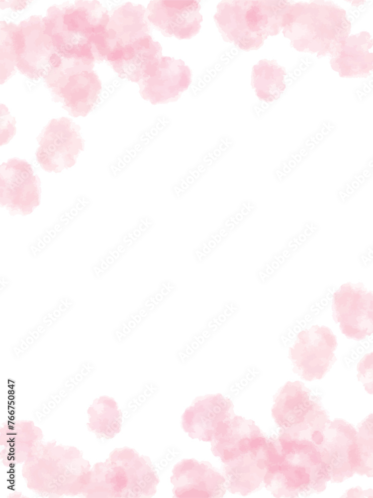 水彩テクスチャの背景素材　ピンク　春イメージ　縦長