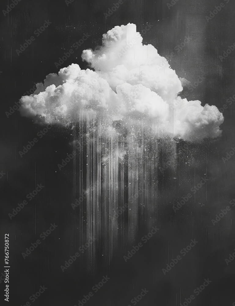 Cloud Computing Subtle Grays Symbolist Style  Minimalist Art ,