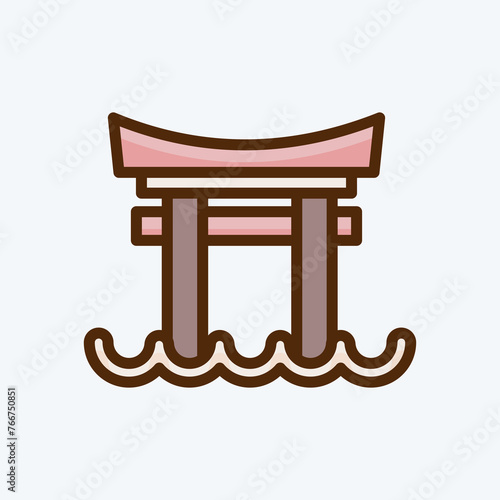 Icon Torii Gate. suitable for Japanese symbol. flat style. simple design editable. design template vector. simple illustration