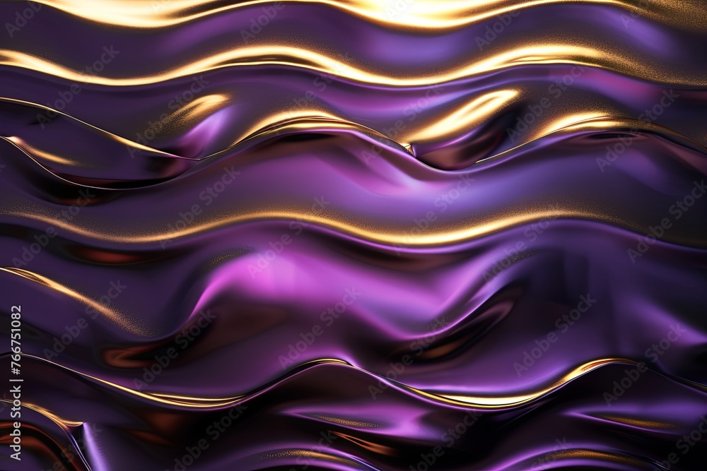Obraz premium Wavy Golden and Purple Metallic background 