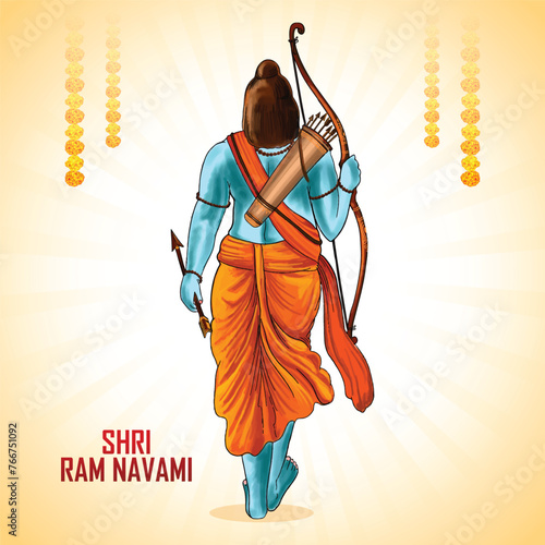 Lord rama with bow and arrow sri ram navami background