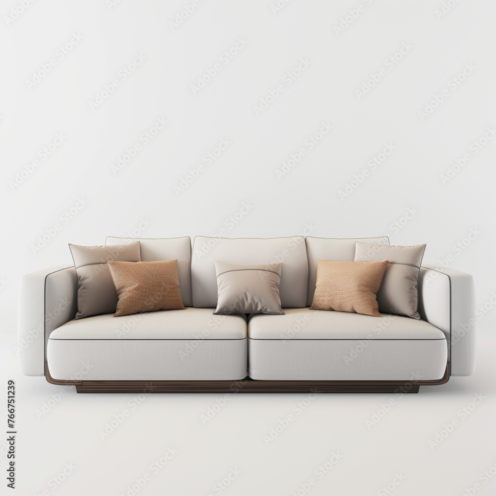 Fototapeta premium Minimal luxury sofa and pillows in white background