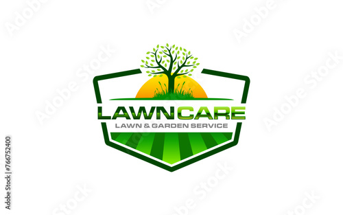 Illustration vector graphic of lawn care, landscape services, grass care concept logo design template