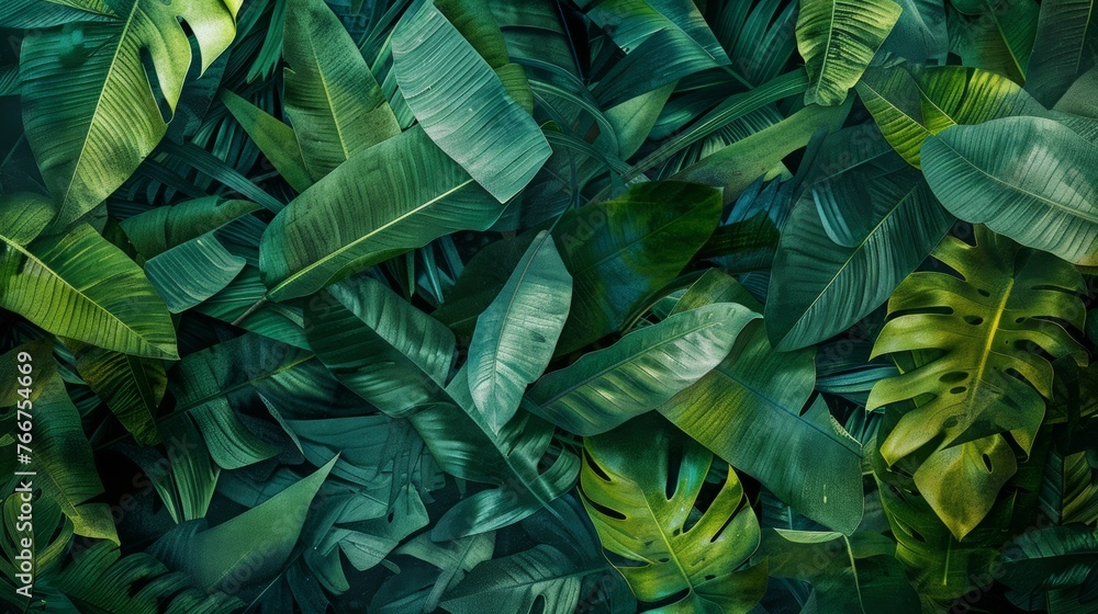 close up of a green leaves - obrazy, fototapety, plakaty 