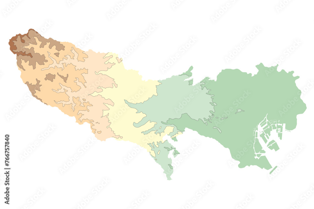 Obraz premium 東京標高地図/Tokyo Elevation map