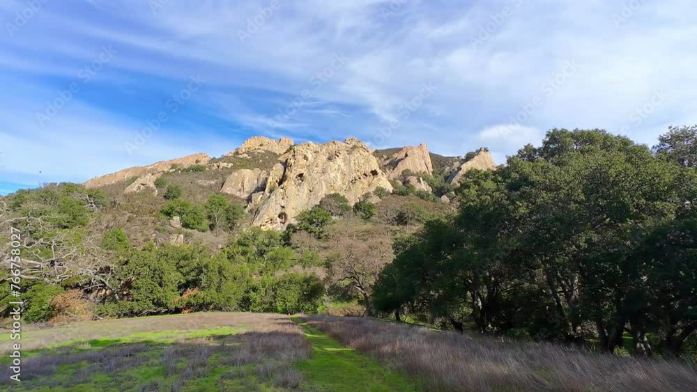Rock Formations And Foliage At Castle Rock Regional Recreational Area. Diablo Foothills, California. wide shot Rock Formations And Foliage At Castle Rock Regional Recreational Area. Diablo Foothills, California. wide shot